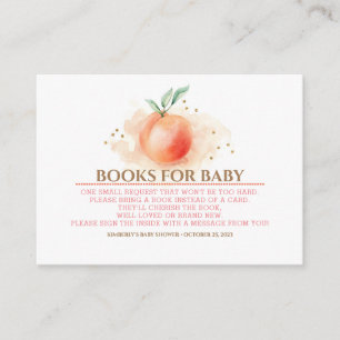 Peach Fruit and Gold Confetti Books For Baby Enclosure Card