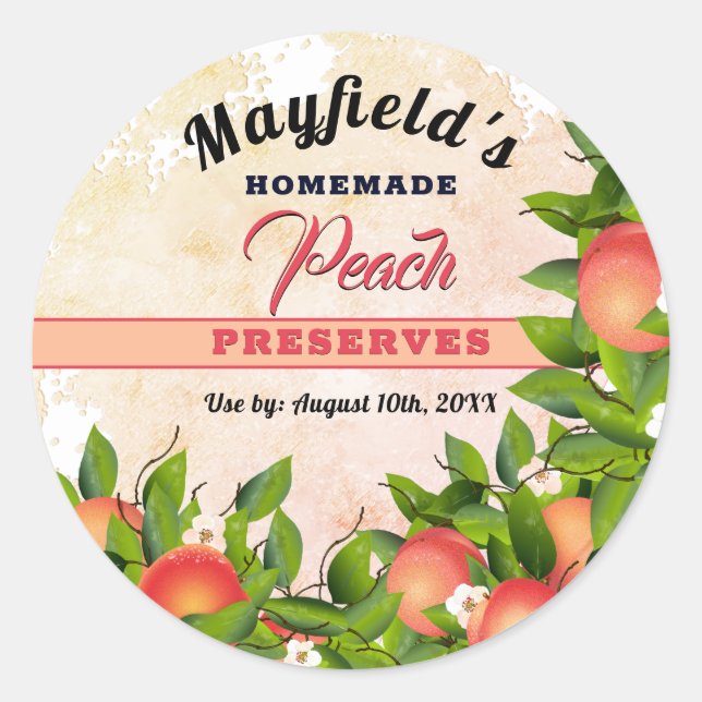 Peach Fruit Canning | Jam Jar Label (Front)