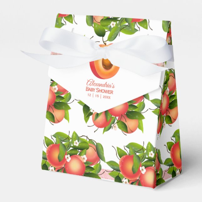 Peach Fruit Floral | Baby Shower Favour Box (Front Side)