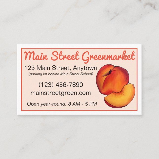 Peach Fruit Home Canning Peaches Canned By Business Card (Front)