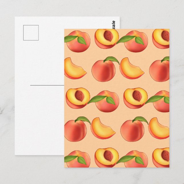 Peach Fruit Pattern Postcard (Front/Back)
