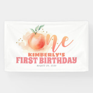 Peach Fruit Sweet 1st Birthday Party Banner