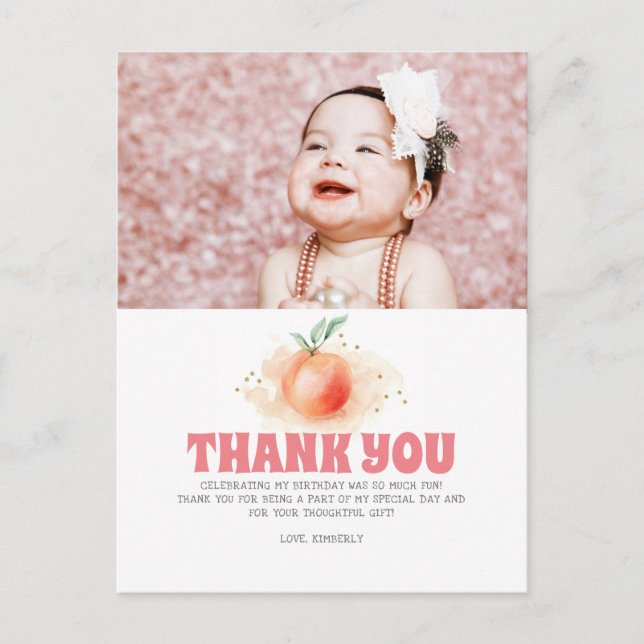 Peach Fruit Sweet Thank You Photo Postcard (Front)