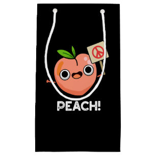 Peach Funny Peace Fruit Pun Dark BG Small Gift Bag