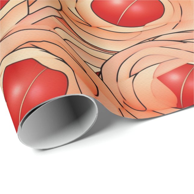 Peach Fuzz Abstract Botanical Fruity Pattern 16 Wrapping Paper (Roll Corner)