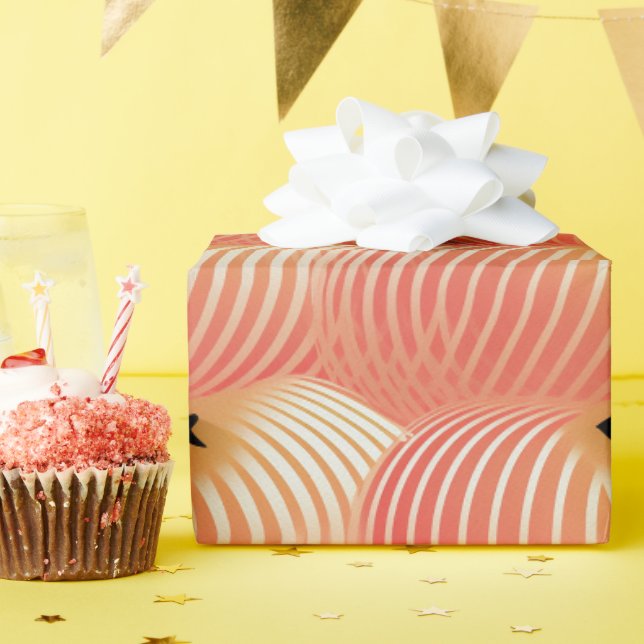 Peach Fuzz Abstract Botanical Fruity Pattern 2 Wrapping Paper (Birthday Party)