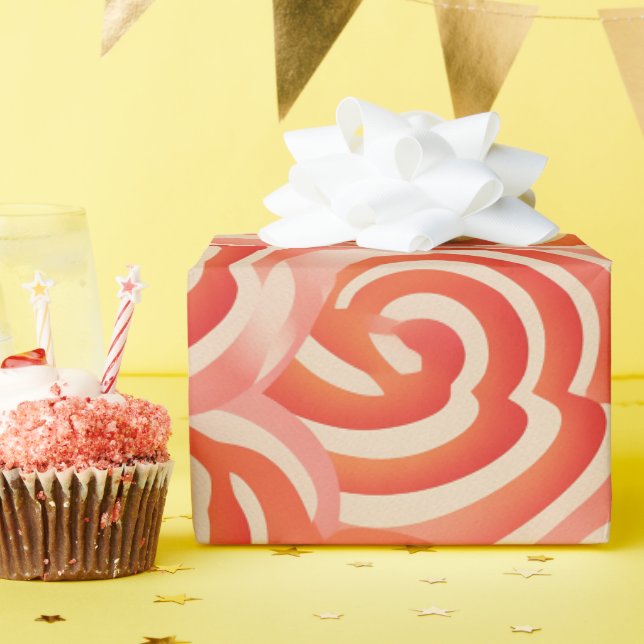 Peach Fuzz Abstract Botanical Fruity Pattern 5 Wrapping Paper (Birthday Party)