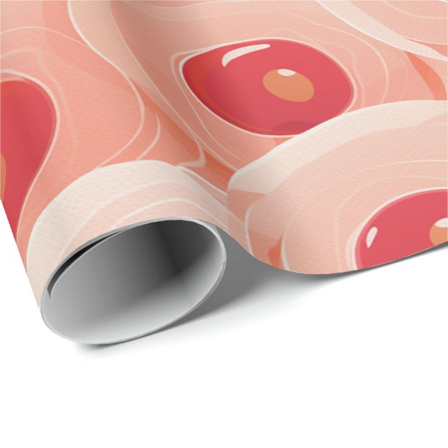 Peach Fuzz Abstract Botanical Fruity Pattern 7 Wrapping Paper (Roll Corner)