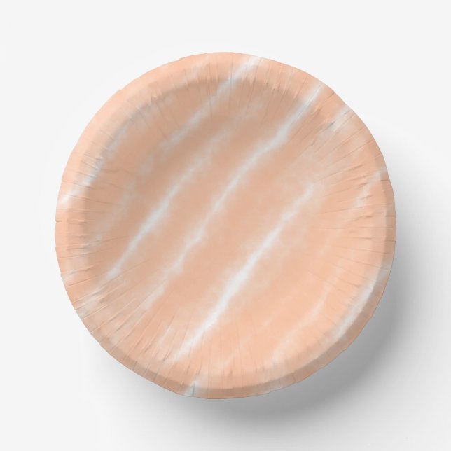 Peach Fuzz Abstract Watercolor Pattern Modern Paper Plate (Front)