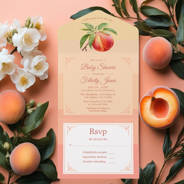 Peach Fuzz Baby Shower All In One Invitation (Peach Fuzz Baby Shower)
