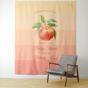 Peach Fuzz Baby Shower Backdrop Tapestry