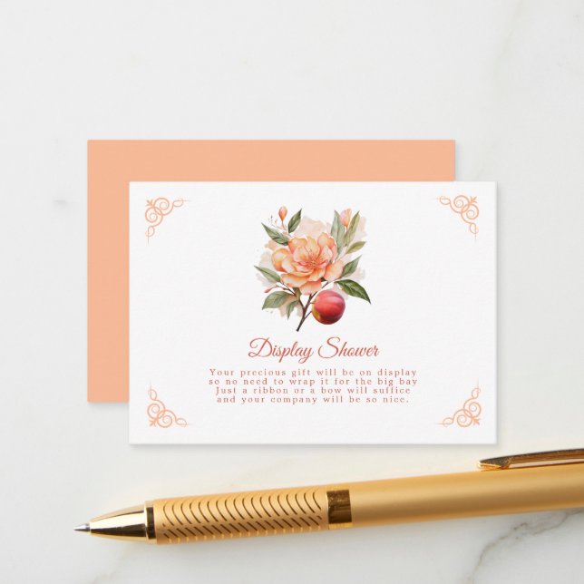 Peach Fuzz Baby Shower Display Shower Enclosure Ca Card (Front/Back In Situ)