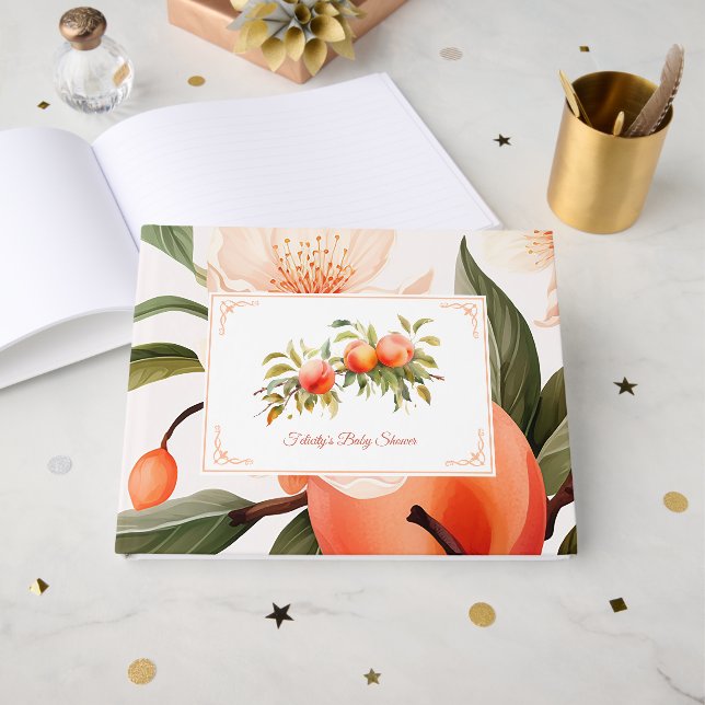 Peach Fuzz Baby Shower Guest Book (Front Open)