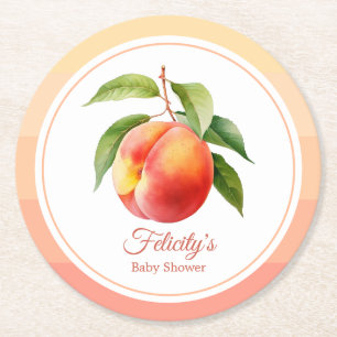 Peach Fuzz Baby Shower Round Paper Coaster