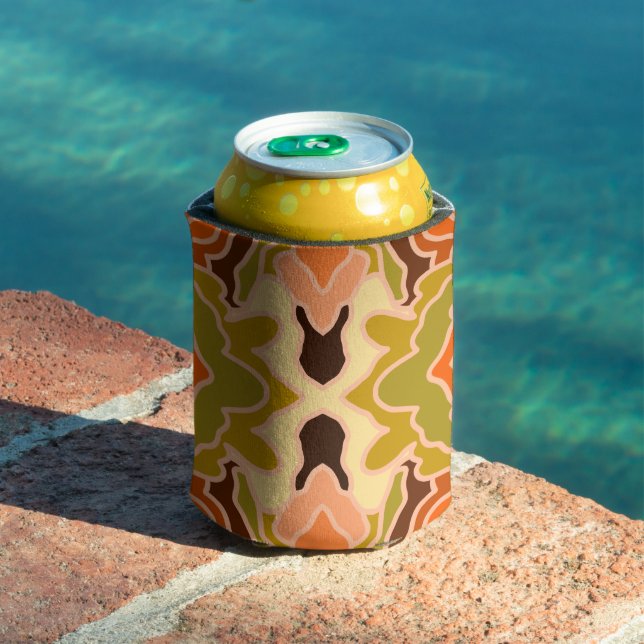 Peach Fuzz Boho Shabby Chic Geometric Abstract Art Can Cooler (In Situ Pool)