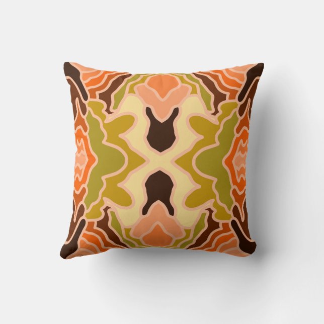 Peach Fuzz Boho Shabby Chic Geometric Abstract Art Cushion (Back)