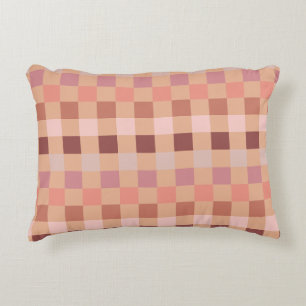 Peach Fuzz Chequerboard Decorative Cushion