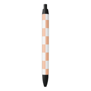 Peach Fuzz Chequered Gingham Pattern Black Ink Pen