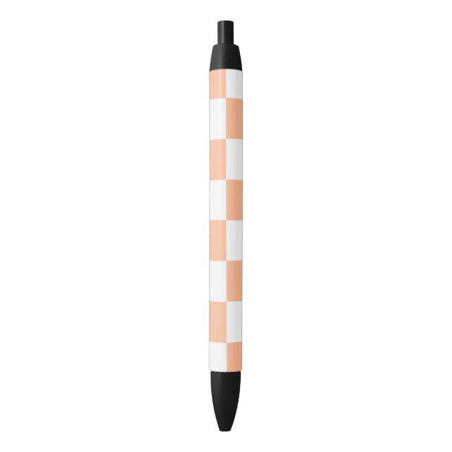 Peach Fuzz Chequered Gingham Pattern Black Ink Pen (Front Vertical)