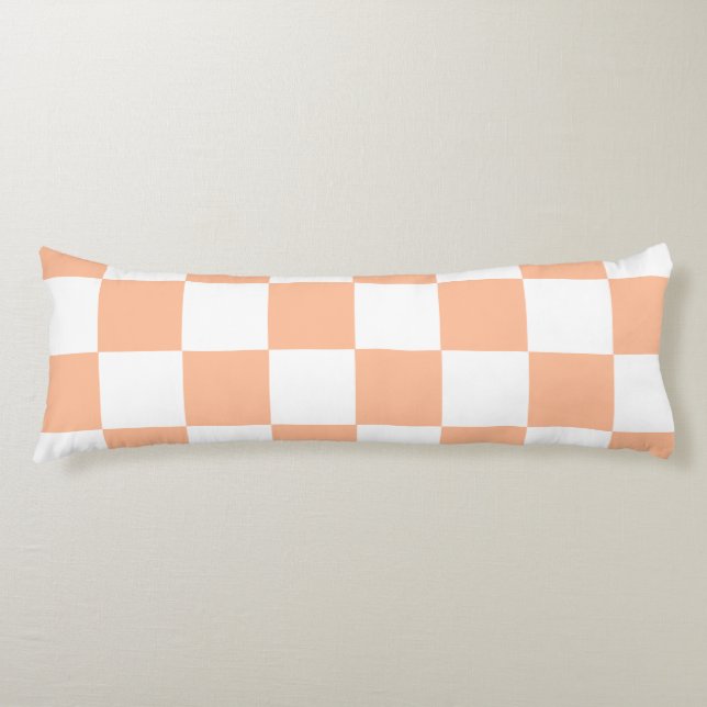 Peach Fuzz Chequered Gingham Pattern Body Cushion (Front)
