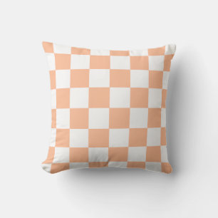 Peach Fuzz Chequered Gingham Pattern Cushion