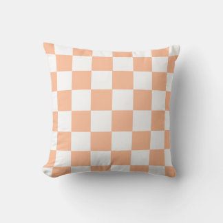 Peach Fuzz Chequered Gingham Pattern Cushion