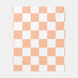 Peach Fuzz Chequered Gingham Pattern Fleece Blanket