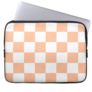Peach Fuzz Chequered Gingham Pattern Laptop Sleeve