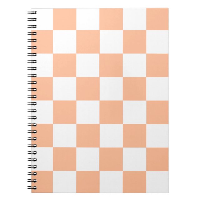 Peach Fuzz Chequered Gingham Pattern Notebook (Front)