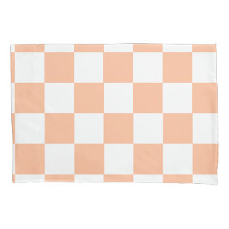 Peach Fuzz Chequered Gingham Pattern Pillowcase