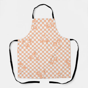 Peach Fuzz Cherry Gingham Pattern Apron