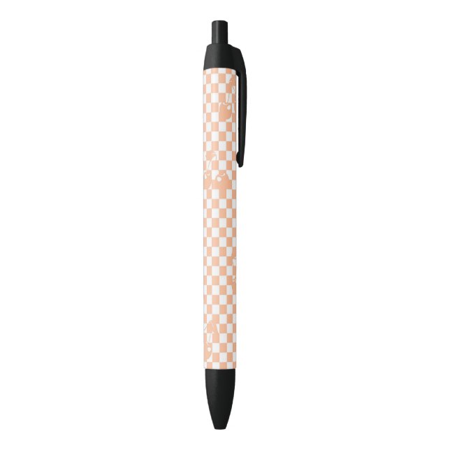 Peach Fuzz Cherry Gingham Pattern Black Ink Pen (Bottom (Vertical))
