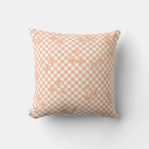 Peach Fuzz Cherry Gingham Pattern Cushion