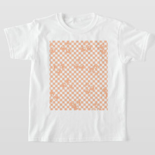 Peach Fuzz Cherry Gingham Pattern T-Shirt