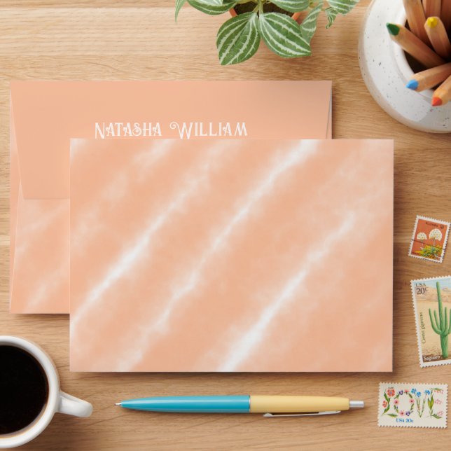 Peach Fuzz Colour Watercolor Abstract Pattern Envelope (Desk)