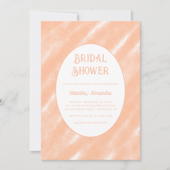 Peach Fuzz Colour Watercolor Abstract Pattern Invitation (Front)