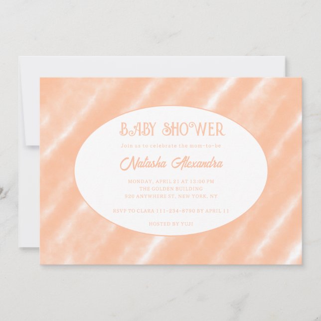 Peach Fuzz Colour Watercolor Abstract Pattern Invitation (Front)