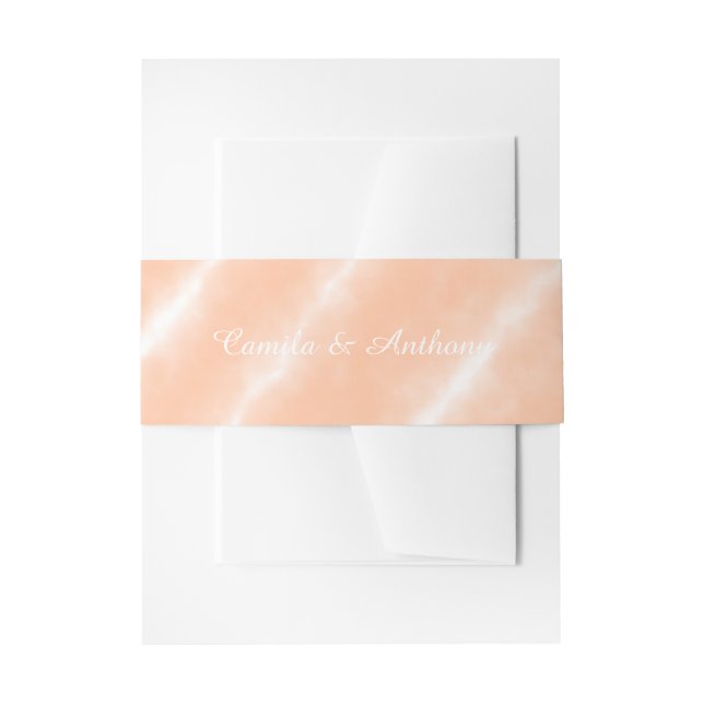 Peach Fuzz Colour Watercolor Abstract Pattern Invitation Belly Band (Front Example)