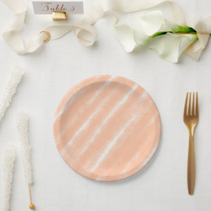 Peach Fuzz Colour Watercolor Abstract Pattern Paper Plate