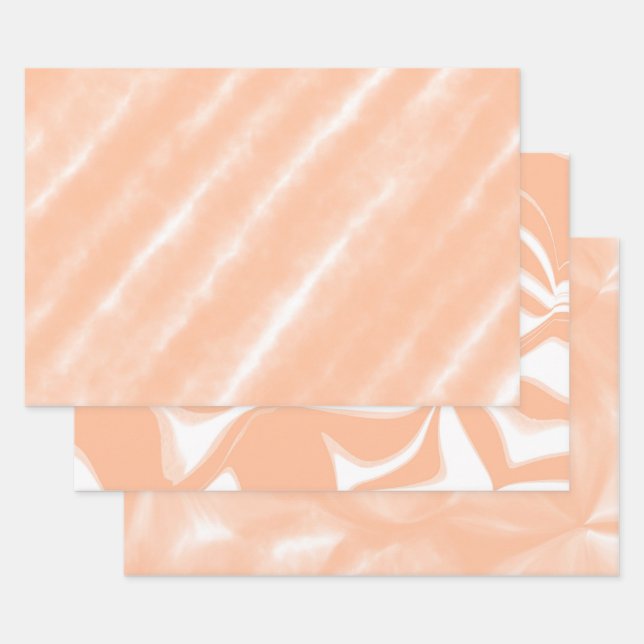 Peach Fuzz Colour Watercolor Abstract Pattern Wrapping Paper Sheet (Set)
