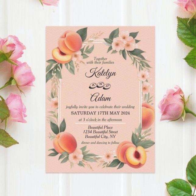 Peach Fuzz colour, Wedding Invitations (Creator Uploaded)