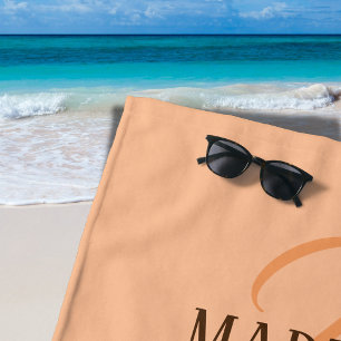 Peach Fuzz Elegant Personalised Name Beach Towel