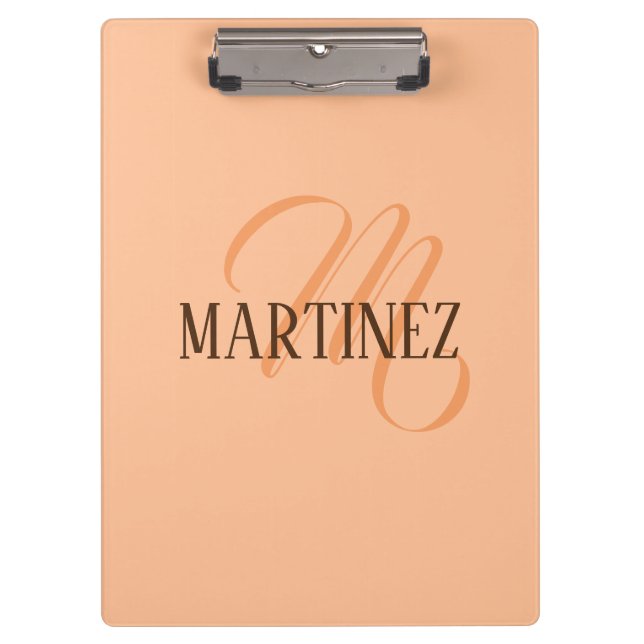 Peach Fuzz Elegant Personalised Name  Clipboard (Front)