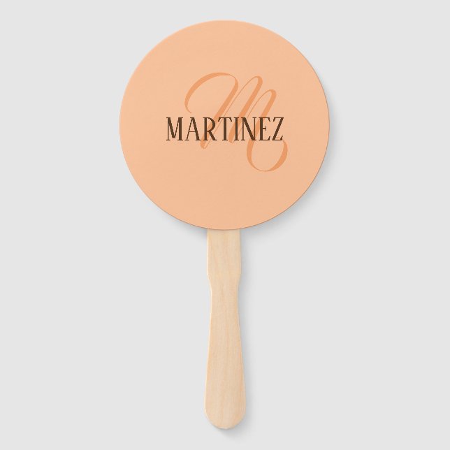 Peach Fuzz Elegant Personalised Name  Hand Fan (Front)