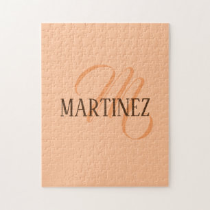 Peach Fuzz Elegant Personalised Name Jigsaw Puzzle
