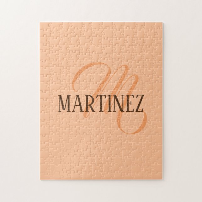 Peach Fuzz Elegant Personalised Name  Jigsaw Puzzle (Vertical)