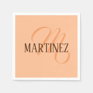 Peach Fuzz Elegant Personalised Name  Napkin