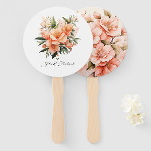 Peach Fuzz Floral Wedding Hand Fan