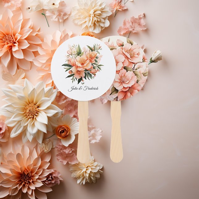 Peach Fuzz Floral Wedding Hand Fan (Peach Fuzz Wedding)