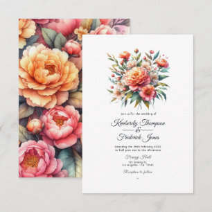 Peach Fuzz Floral Wedding Invitation